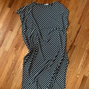 Long striped off shoulder maxi